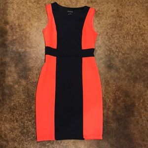 Coral and navy dress